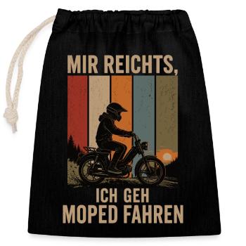 Mir reichts Ich geh Moped fahren Retro Moped - Verschließbarer Geschenkbeutel aus Baumwolle (25x30cm) - Schwarz - Vorne