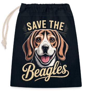 Sauvez les Beagle - Sac cadeau en coton avec cordon (25 x 30 cm) - bleu marine - Devant