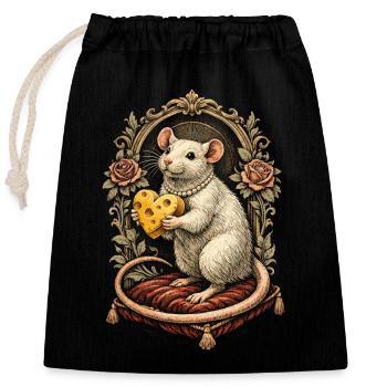 Rat de couleur Rat fantaisie Rat de la grande souris Rat domestique - Sac cadeau en coton avec cordon (25 x 30 cm) - noir - Devant