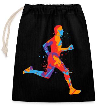 Course de jogging colorée Garçons garçons Coureurs - Sac cadeau en coton avec cordon (25 x 30 cm) - noir - Devant