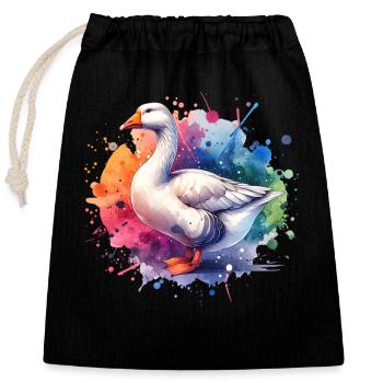 Don de l’Oie Pèlerine - Sac cadeau en coton avec cordon (25 x 30 cm) - noir - Devant