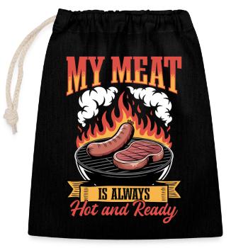 BBQ Grilling Meat Smoking Barbecue - Closable cotton gift bag (25x30cm) - black - Front