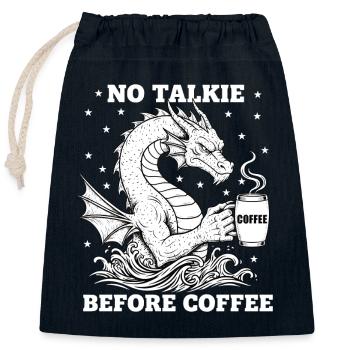 No Conversation Before Coffee Lover Dragon - Closable cotton gift bag (25x30cm) - navy - Front