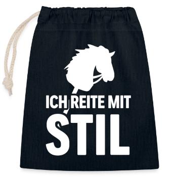 Hobby Horse | Riding in Style | Sports | Gift - Closable cotton gift bag (25x30cm) - navy - Front