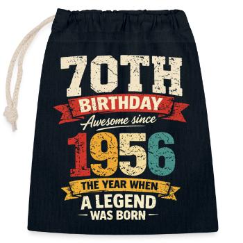 70 Years Anniversary Legend 1956 - Vintage - Closable cotton gift bag (25x30cm) - navy - Front