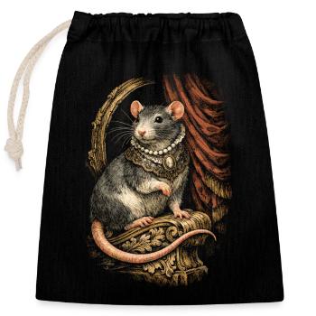 Rat de couleur Rat fantaisie Rat de la grande souris Rat domestique - Sac cadeau en coton avec cordon (25 x 30 cm) - noir - Devant