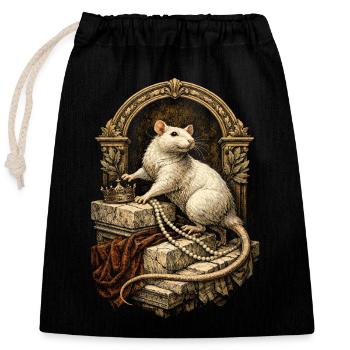 Rat de couleur Rat fantaisie Rat de la grande souris Rat domestique - Sac cadeau en coton avec cordon (25 x 30 cm) - noir - Devant
