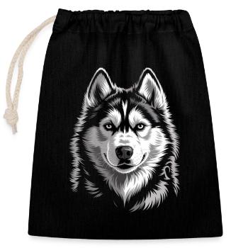 Husky - Closable cotton gift bag (25x30cm) - black - Front