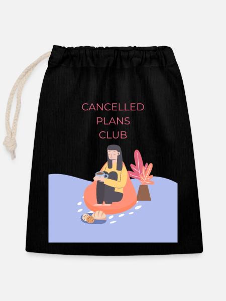 Cancelled Plans Club - Closable cotton gift bag (25x30cm) - black