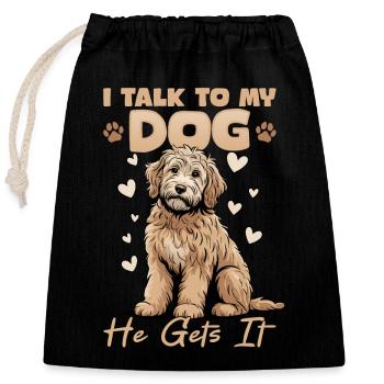 Goldendoodle Dog Breed - Closable cotton gift bag (25x30cm) - black - Front