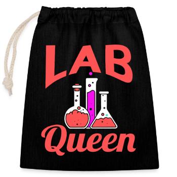 Lab Queen Chemiebecher - Verschließbarer Geschenkbeutel aus Baumwolle (25x30cm) - Schwarz - Vorne