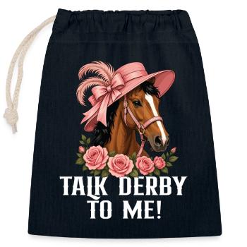 Vollblut-Derby-Pferderennbahn - Verschließbarer Geschenkbeutel aus Baumwolle (25x30cm) - Navy - Vorne
