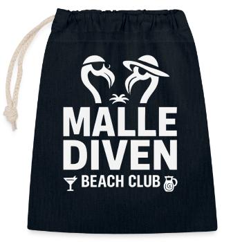 Malle Diven Beach Club Flamingo Mallorca Party - Verschließbarer Geschenkbeutel aus Baumwolle (25x30cm) - Navy - Vorne
