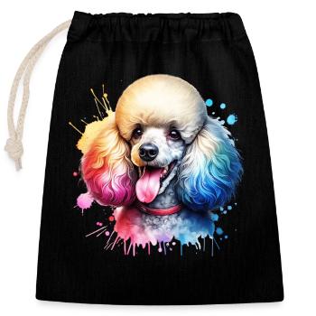 Poodle Motif - Closable cotton gift bag (25x30cm) - black - Front