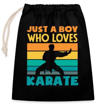 Juste un garçon qui adore les arts martiaux rétro de karaté - Sac cadeau en coton avec cordon (25 x 30 cm) - noir - Devant