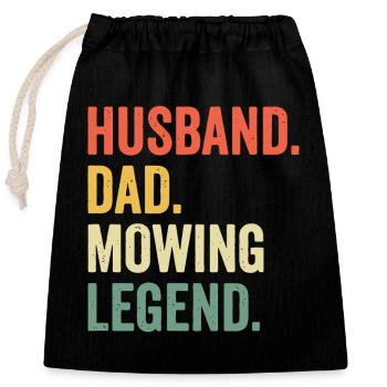 Husband Dad Mowing Legend - Closable cotton gift bag (25x30cm) - black - Front