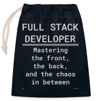 Full Stack Develo: Front, Back und Chaos - Verschließbarer Geschenkbeutel aus Baumwolle (25x30cm) - Navy - Vorne