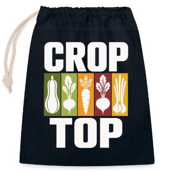 Vegetable Icons Crop Top Design - Closable cotton gift bag (25x30cm) - navy - Front