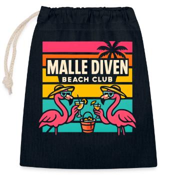 Malle Diven Beach Club Flamingo Mallorca Party  - Verschließbarer Geschenkbeutel aus Baumwolle (25x30cm) - Navy - Vorne