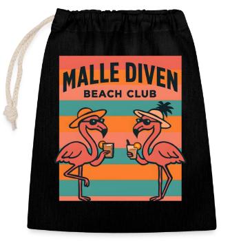 Malle Diven Beach Club Flamingo Mallorca Party  - Verschließbarer Geschenkbeutel aus Baumwolle (25x30cm) - Schwarz - Vorne