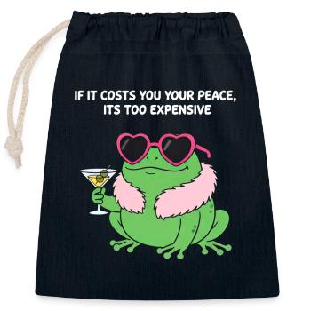 Friedlicher Frosch-Martini - Verschließbarer Geschenkbeutel aus Baumwolle (25x30cm) - Navy - Vorne