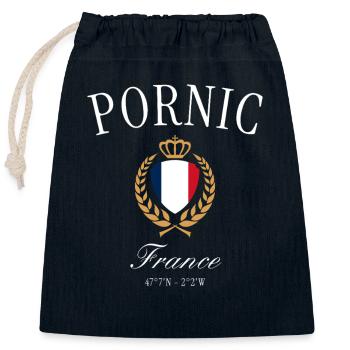 Pornic Frankreich Wappen Krone – Reise Souvenir - Verschließbarer Geschenkbeutel aus Baumwolle (25x30cm) - Navy - Vorne