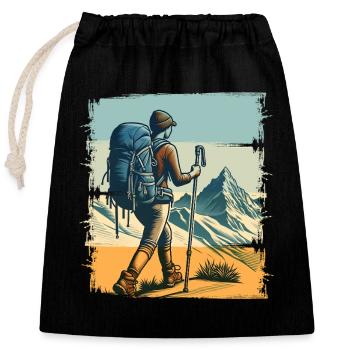 Wandern - Verschließbarer Geschenkbeutel aus Baumwolle (25x30cm) - Schwarz - Vorne