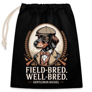 Gentleman Dachshund - Closable cotton gift bag (25x30cm) - black - Front
