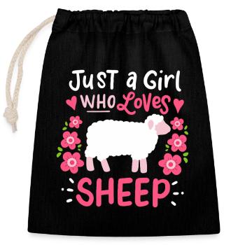 Juste une fille aime les moutons - Sac cadeau en coton avec cordon (25 x 30 cm) - noir - Devant