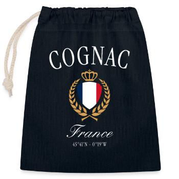 Cognac Frankreich Wappen Krone – Reise Souvenir - Verschließbarer Geschenkbeutel aus Baumwolle (25x30cm) - Navy - Vorne