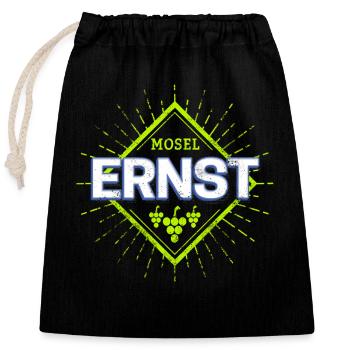Ernst an der Mosel Retro Weintrauben Reben Design - Verschließbarer Geschenkbeutel aus Baumwolle (25x30cm) - Schwarz - Vorne