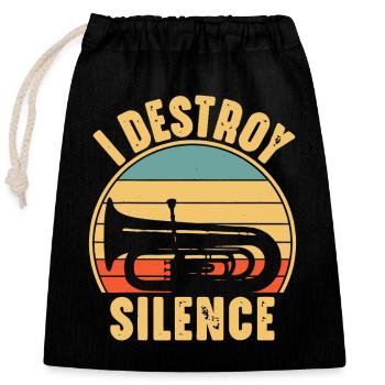 I Destroy Silence Trumpet - Verschließbarer Geschenkbeutel aus Baumwolle (25x30cm) - Schwarz - Vorne