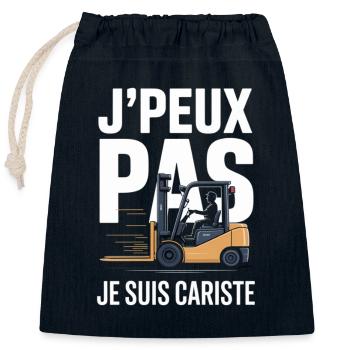 T-Shirt Cariste Humour J’Peux Pas Je Suis Cariste - Sac cadeau en coton avec cordon (25 x 30 cm) - bleu marine - Devant