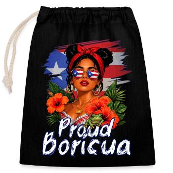 Proud Boricua Puerto Rican Puerto Rico - Closable cotton gift bag (25x30cm) - black - Front