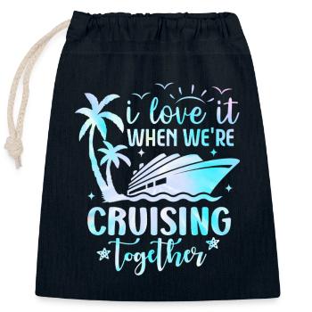 Croisière ensemble Palms & Yacht - Sac cadeau en coton avec cordon (25 x 30 cm) - bleu marine - Devant