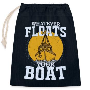 Whatever Floats Your Boat Sailor Sail Captain - Verschließbarer Geschenkbeutel aus Baumwolle (25x30cm) - Navy - Vorne