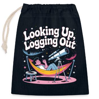 Looking Up Offline | Stargazer - Closable cotton gift bag (25x30cm) - navy - Front
