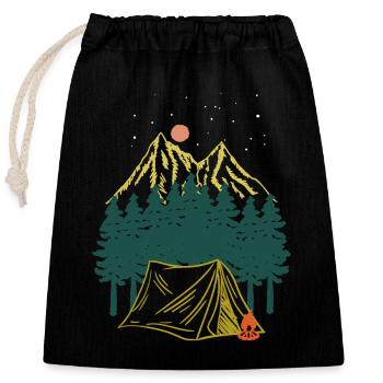 Sternennacht Bergcamping Abenteuer - Verschließbarer Geschenkbeutel aus Baumwolle (25x30cm) - Schwarz - Vorne