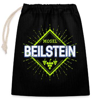 Beilstein an der Mosel Retro Weintrauben Souvenir - Verschließbarer Geschenkbeutel aus Baumwolle (25x30cm) - Schwarz - Vorne