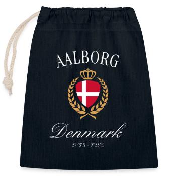 Aalborg Denmark Coat of Arms Crown – Travel Souvenir - Closable cotton gift bag (25x30cm) - navy - Front