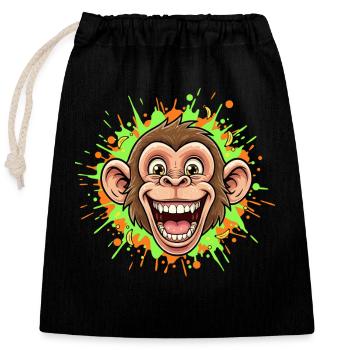 Laughing Monkey Neon Splash - Closable cotton gift bag (25x30cm) - black - Front