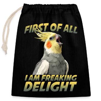 Humour de calopsitte Oiseau Calopsitte Perroquet - Sac cadeau en coton avec cordon (25 x 30 cm) - noir - Devant