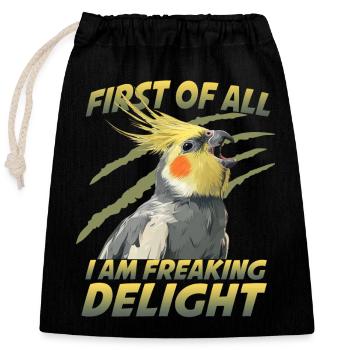 Calopsitte calopsitte oiseau de compagnie perroquet coquin - Sac cadeau en coton avec cordon (25 x 30 cm) - noir - Devant