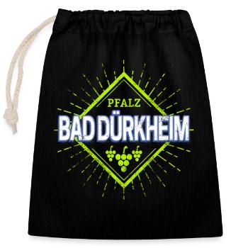 Bad Dürkheim in Deutschland Vintage Reben Design - Verschließbarer Geschenkbeutel aus Baumwolle (25x30cm) - Schwarz - Vorne