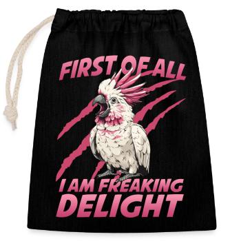 Australian Cockatoo Cockatoo Bird Holder Outfit - Closable cotton gift bag (25x30cm) - black - Front