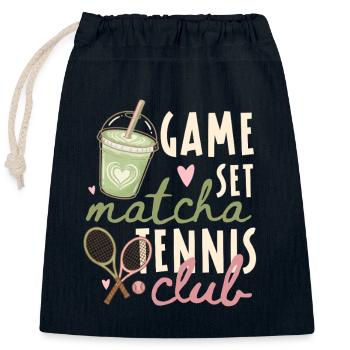 Club de tennis matcha rétro - Sac cadeau en coton avec cordon (25 x 30 cm) - bleu marine - Devant
