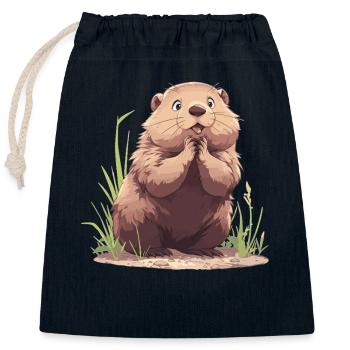 Marmots Groundhog - Closable cotton gift bag (25x30cm) - navy - Front