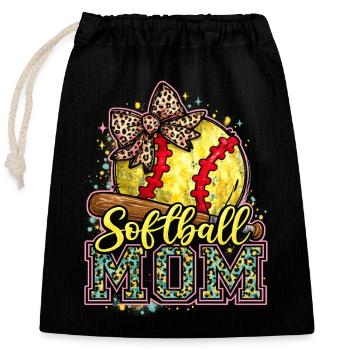 Softball-Mama: Trendige Mama-Softball-Geschenk - Verschließbarer Geschenkbeutel aus Baumwolle (25x30cm) - Schwarz - Vorne