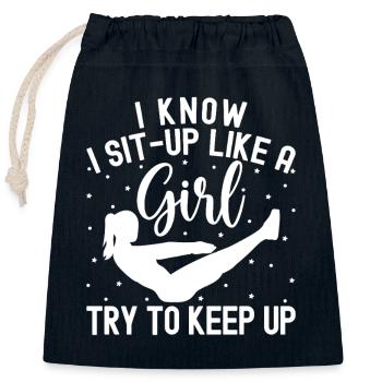 Les accros à la salle de sport se redressent comme une fille - Sac cadeau en coton avec cordon (25 x 30 cm) - bleu marine - Devant