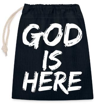 god is here - Verschließbarer Geschenkbeutel aus Baumwolle (25x30cm) - Navy - Vorne